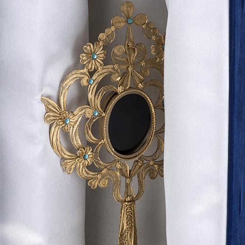 Reliquary in silver 800, golden filigree decoration, 36 cm 17