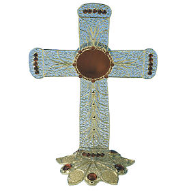 Reliquaire filigrane d'argent 800 croix 16 cm