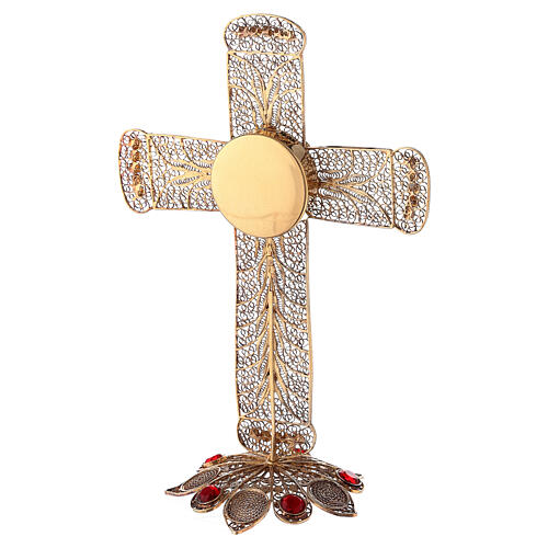 Reliquary in silver 800, golden filigree decoration with cross 6