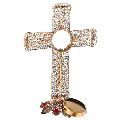 Reliquary in silver 800, golden filigree decoration with cross 7