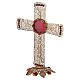Reliquary in silver 800, golden filigree decoration with cross s4