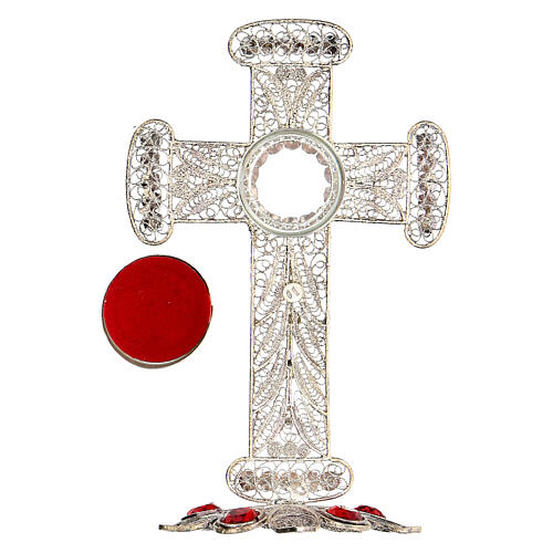 Relicario forma de cruz de plata 800, 11cm 6