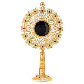 Reliquary in golden silver 800 with strass decoration, 24 cm