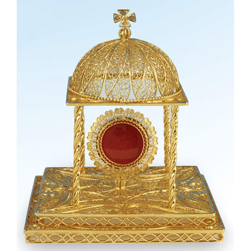 Reliquary in silver 800 with base, 24k gold plated finishing 2