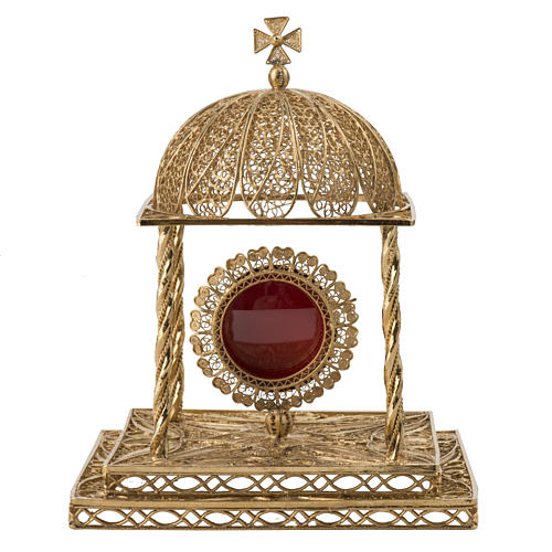 Reliquary in silver 800 with base, 24k gold plated finishing 1