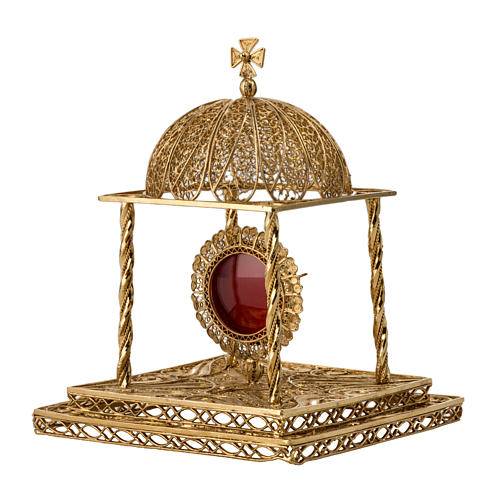 Reliquary in silver 800 with base, 24k gold plated finishing 3