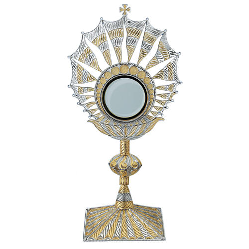 Monstrance in silver 800 gold plated filigree decoration, 8,5 cm 1
