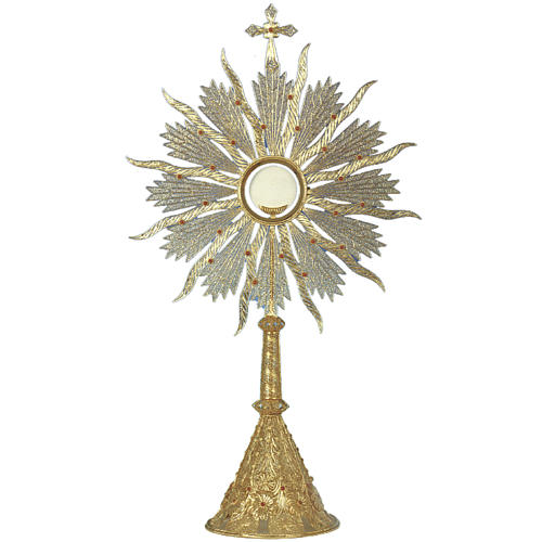 Monstrance in silver 800 with coral Stones, 10 cm luna. 1