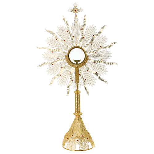 Monstrance in silver 800 with coral Stones, 10 cm luna. 1