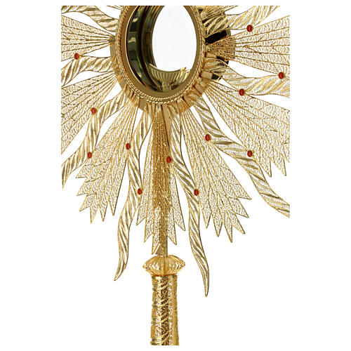 Monstrance in silver 800 with coral Stones, 10 cm luna. 10