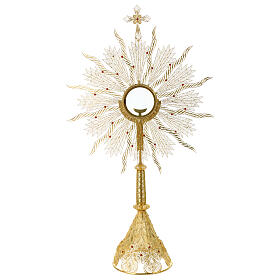 Ostensorio argento 800 corallo con lunetta 10 cm diam.