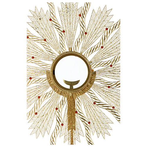 Monstrance in silver 800 with coral Stones, 10 cm luna. 3