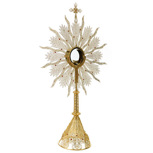 Monstrance in silver 800 with coral Stones, 10 cm luna. 11