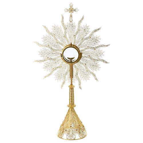 Monstrance in silver 800 with coral Stones, 10 cm luna. 12