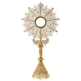 Monstrance in silver 800 filigree, lapis and removable luna 8,5cm