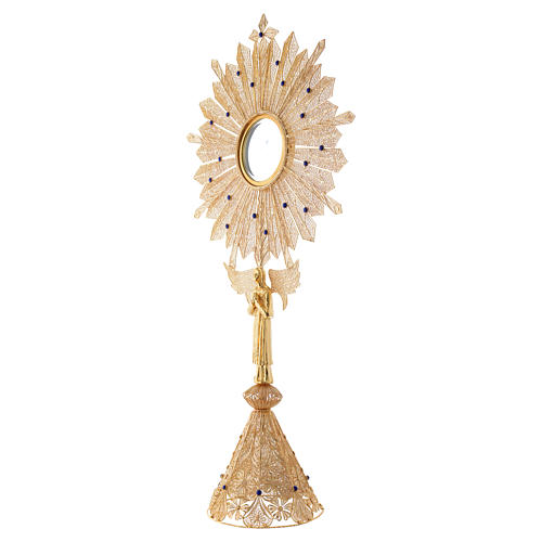Monstrance in silver 800 filigree, lapis and removable luna 8,5cm 2