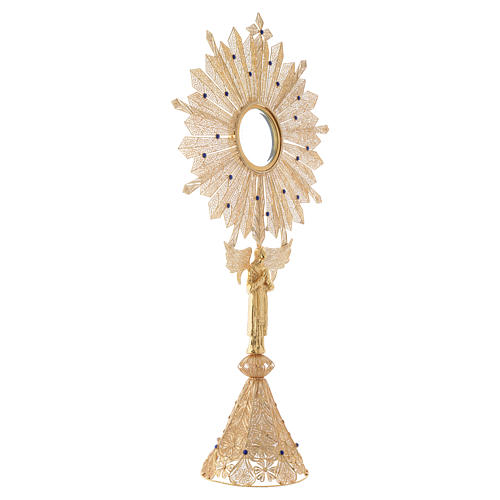 Monstrance in silver 800 filigree, lapis and removable luna 8,5cm 3