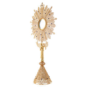 Silver filigree monstrance with lapis and removable luna 3 in
