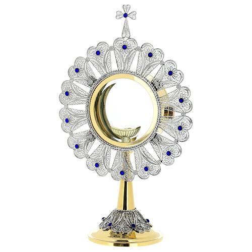 Monstrance in silver 800 with lapis lazuli and 10 cm diam. luna 1