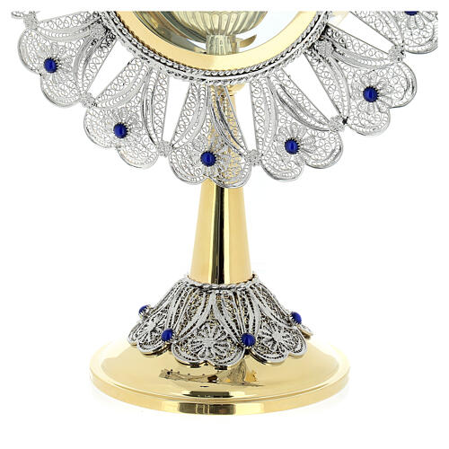 Monstrance in silver 800 with lapis lazuli and 10 cm diam. luna 3