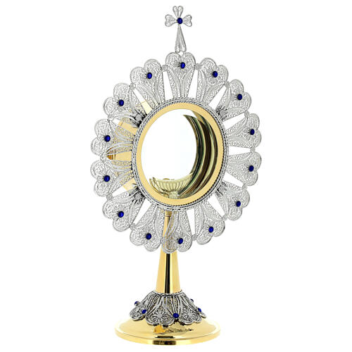 Monstrance in silver 800 with lapis lazuli and 10 cm diam. luna 4
