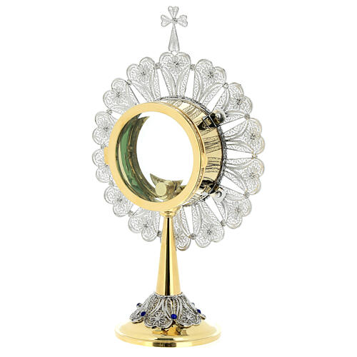 Monstrance in silver 800 with lapis lazuli and 10 cm diam. luna 5