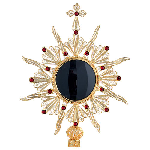 Reliquaire argent 800 filigrane doré h 24 cm 2