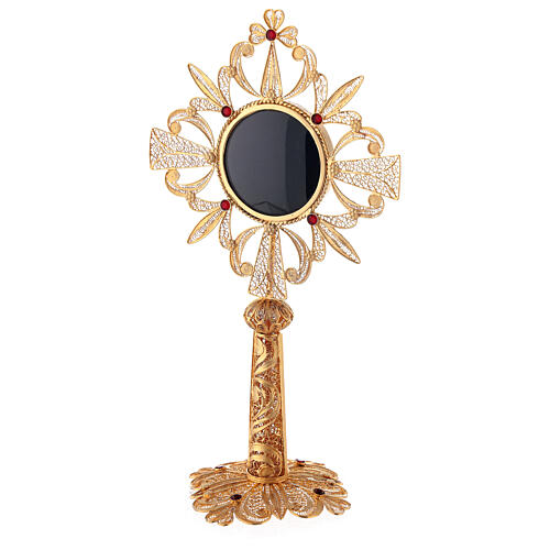 Reliquary in golden silver 800 filigree, 23 cm - 104,5 grams 8