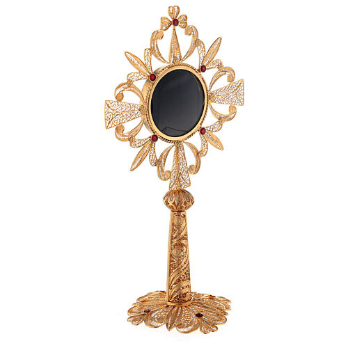 Reliquary in golden silver 800 filigree, 23 cm - 104,5 grams 9