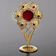 Reliquary in 800 silver, filigree, leaves, red stones s2