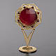 Reliquary in 800 silver filigree, gold-plated, decoration and red stones s2