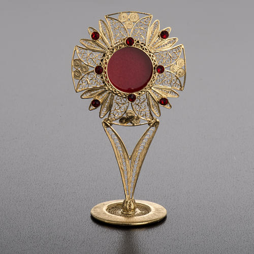 Reliquary in 800 silver filigree with red stones 2