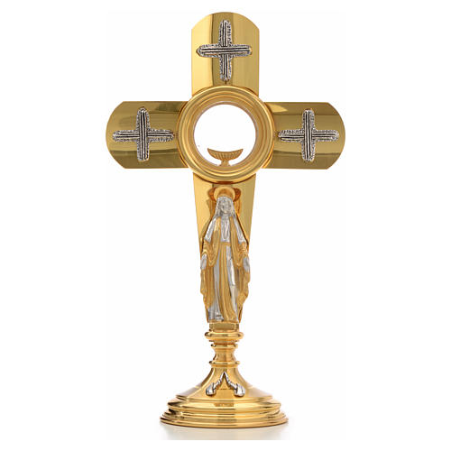 Monstrance in brass, cross 11