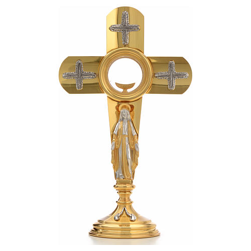 Monstrance in brass, cross 15