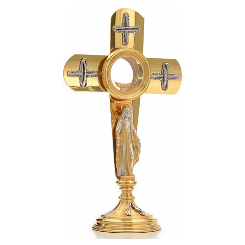 Monstrance in brass, cross 8