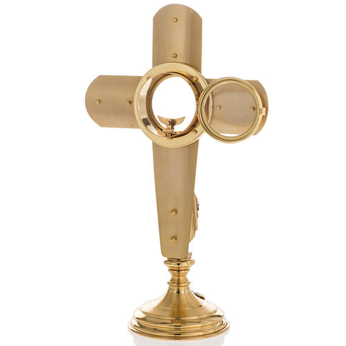 Monstrance in brass, cross 10