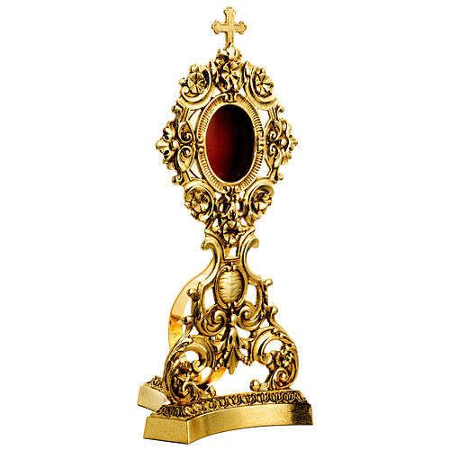 Reliquary in brass, floral decoration 1