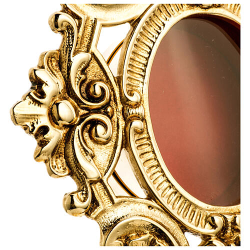 Reliquary in brass, floral decoration 2
