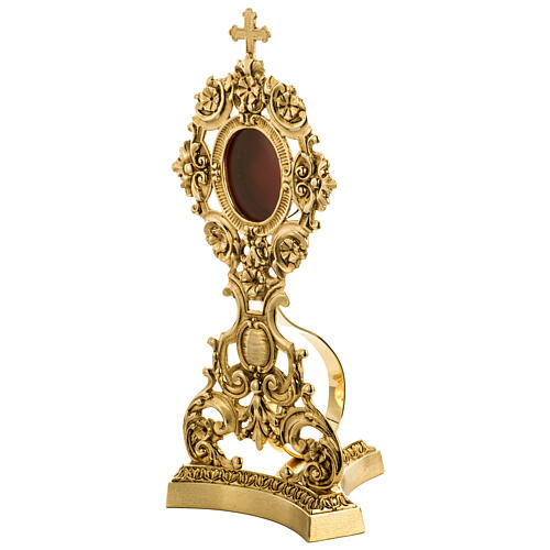 Reliquary in brass, floral decoration 4