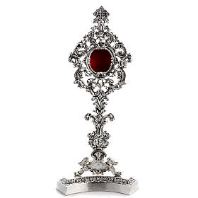 Monstranzen, Custodien, Reliquiare aus Metall: Reliquienschrein silberweiss aus Gussmessing,mit Dekoration