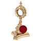Reliquiario ottone fuso dorato con base s8