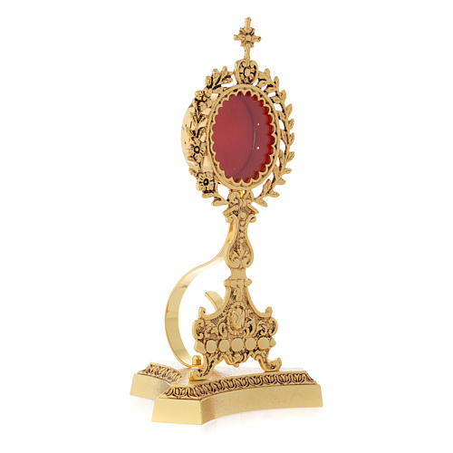Reliquary in brass, gold-plated with base 3