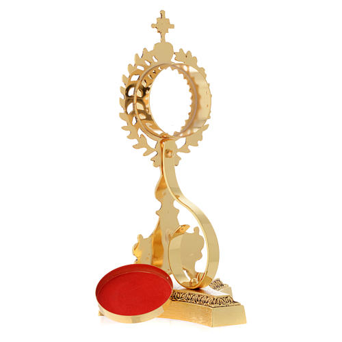 Reliquary in brass, gold-plated with base 5