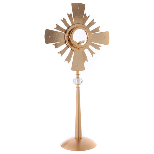 Monstrance in brass with 4 Angels and crystal pommel 8