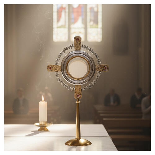 Monstrance for Magna Host cross and red enamels 2