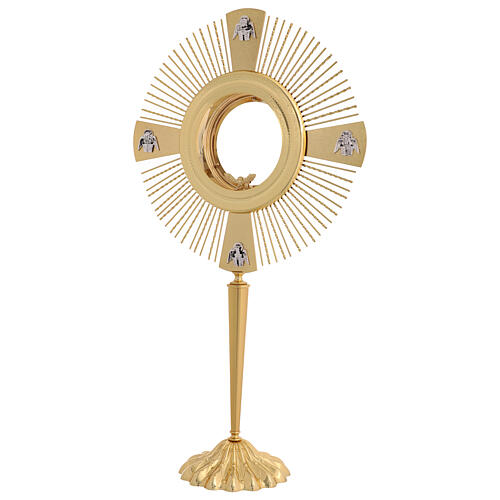 Ostensorio ostia magna 4 evangelisti ottone fuso 1
