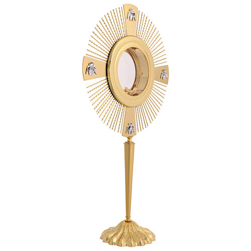 Ostensorio ostia magna 4 evangelisti ottone fuso 4