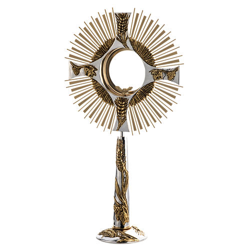 Monstrance in brass, ear of wheat, grapes, for Magna Host 1