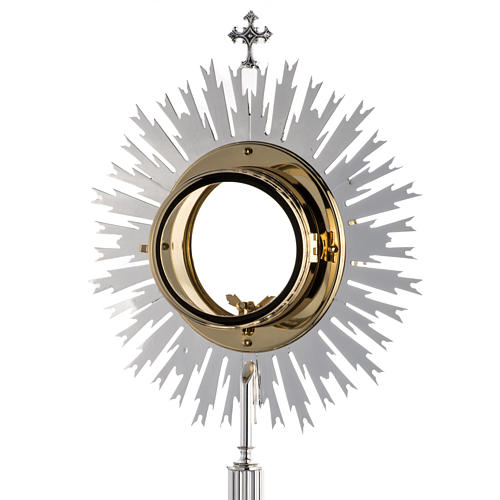 Ostensorio barocco ostia magna angeli ottone argentato 7