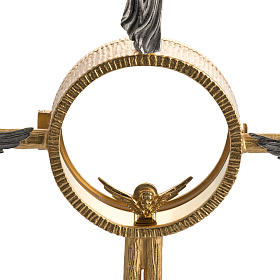 Monstrance in gold-plated bronze with angels H60cm